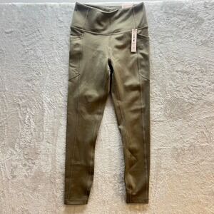 Victoria's Secret Essential Leggings XS Olive Green High Waist Pocket 24" Inseam